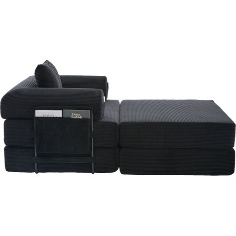 Fauteuil en velours côtelé avec structure métallique robuste et coussin, design ergonomique pour un confort prolongé (1/5)