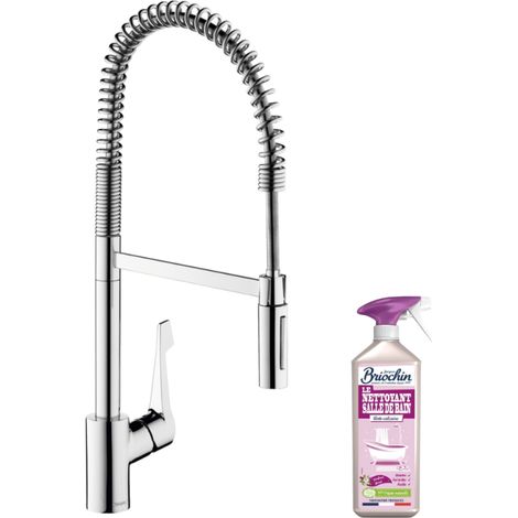 Hansgrohe – Robinet de cuisine semi-pro XXL 2 jets chromé – Bec orientable 360° – Technologie EcoSmart pour 60% d'économie d'eau (1/3)