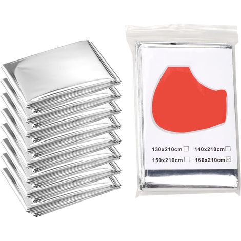 Argent 130&210cm Équipement de survie d'urgence en milieu sauvage : couverture de sauvetage multifonctionnelle qui peut garder au chaud et protéger contre le froid, imperméable contre l'hypothermie po (1/5)