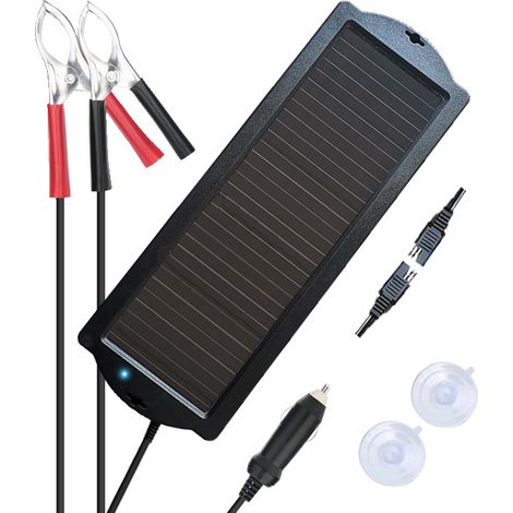 Chargeur de batterie solaire de voiture1,5 W, panneau solaire amorphe portable étanche pour automobile, moto, bateau, marine, camping-car, remorque, sports motorisés, motoneige