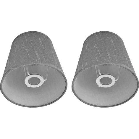 Lot de 2 abat-jour d'intérieur style européen, en tissu, pour lustre E14, lampe de table ou lampadaire, PX150, gris argenté (1/5)