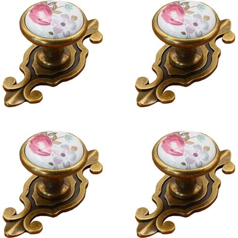 Rétro Antique Vintage Boutons de Meuble Tiroir Armoire Poignées Bouton de Tirage en Céramique, Boutons de Porte de Placard Poignées de Tiroir pour Placard Commode Cuisine Salle de Bains Armoires 4PCS (1/5)