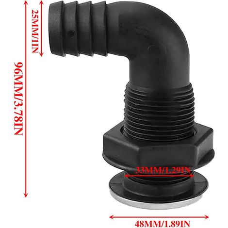 Nylon-Wasserauslass, Kunststoff-Wasserauslass, 3/4-Zoll-Winkel-Wasserauslass mit verschiedenen Außendurchmessern, Bootszubehör - 1 Zoll - (1/4)