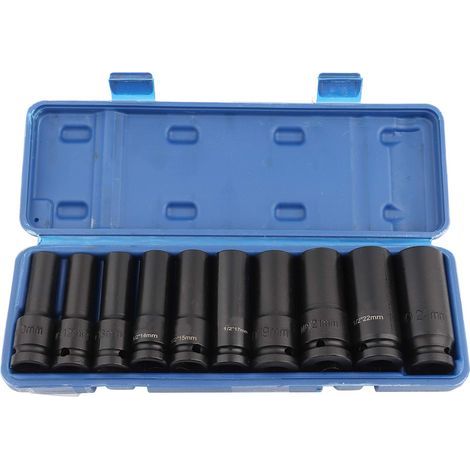 10pcs douille à impact profond à double hexagone 6 points en acier au molybdène chromé robuste prise d'air pneumatique 1 2inch,Clé À Douille (1/4)