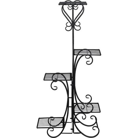 Support pour plantes d'intérieur et d'extérieur à 5 niveaux (carré noir)
