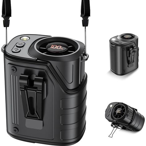 Ventilateur Tour de Cou 3 en 1, Ventilateur de Taille Rechargeable avec Lampe LED,Noir (1/5)