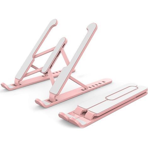 Soporte para portátil, soporte elevador para ordenador de sobremesa, soporte plegable para portátil (rosa) (1/5)