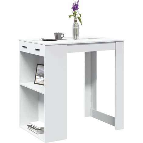 vidaXL Tavolo da Bar Bianco 102x70x103,5 cm in Truciolato