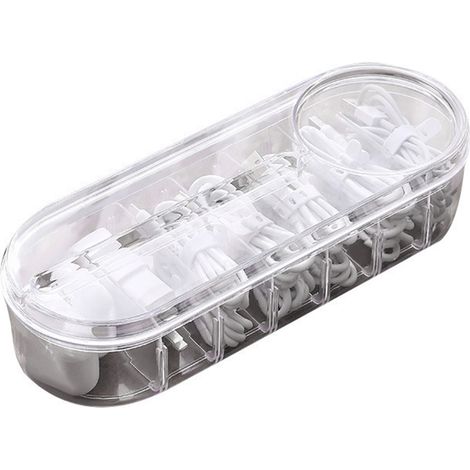 Boîte de Rangement Câbles Transparente Compartiments Multiples Couvercle Organisateur Bureau PP Durable (1/5)