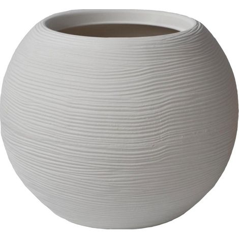 Schäbige gestreifte Kugel  30 cm - Perlen-Weiß