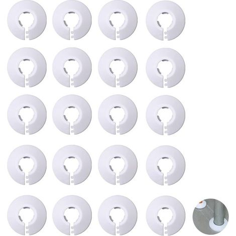Tapa para conducto de radiador - Cubierta para conducto - Tapa decorativa para conducto - Apta para conductos de 16 mm de diámetro - 20 unidades por paquete - Blanca (1/4)