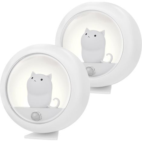 Veuilleuse LED à Induction Rechargeable Lot de 2pcs Veilleuse Bébé Automatique Forme Mignonne pour Chambres d'enfants, Salons, Salles de bains, Couloirs, Escaliers, Chambres (1/5)