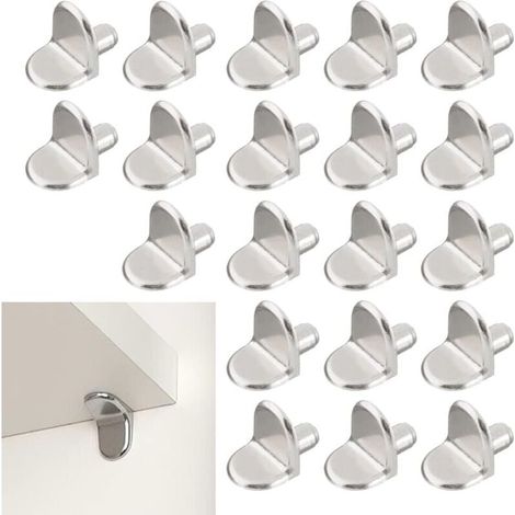 20 Pièces Chevilles de Support d'Étagère, 5mm Taquet Étagère Support en Forme de L en Bois et Verre de Armoire Rangement Meuble Placard Bibliothèque (1/4)