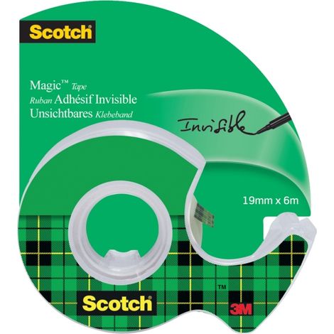 Scotch magic nastro adesivo invisibile 19mm x 6m -- incl. dispenser - colore chiaro