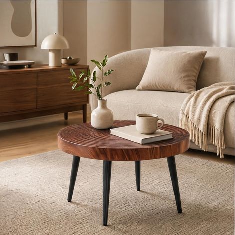 Table basse walnut en mDF métal 60 x 60 x 37 cm (1/5)