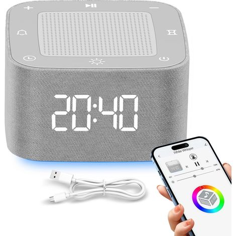 Générateur de bruit blanc 3 en 1 : enceinte Bluetooth, réveil, son naturel apaisant et non diffus, idéal pour favoriser le sommeil. Convient aux adultes, aux enfants et aux bébés. Indispensable pour l