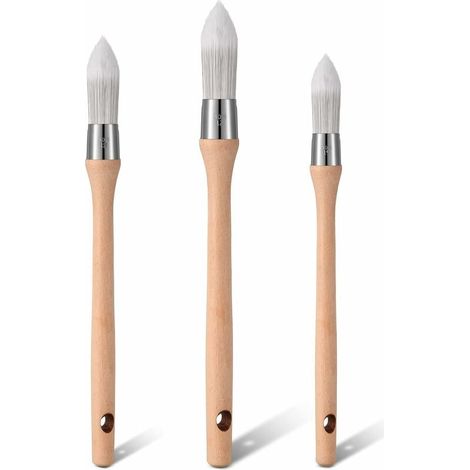 Paquets de Pinceaux Ronds à Rechampir Pinceaux Pointus de Peinture Murale Pinceaux Synthétiques de Pouce Pinceaux à Craie en Bois Brosse à Arc en Forme d'Anneau en Acier Inoxydable (1/5)