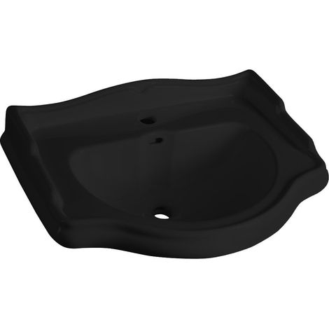 Lavabo RETRO en céramique 69x52cm, noir mat (1/4)