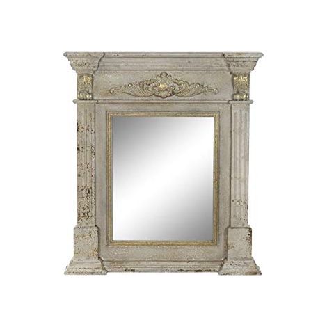 Miroir Mural rectangulaire en Bois Blanc Vieilli 89,5 x 8,5 x 102 cm (1/3)