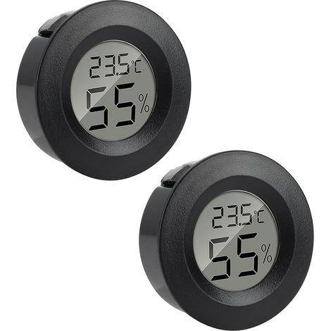 2er-Pack Mini-Thermometer-Hygrometer für den Innenbereich, digitales LCD-Temperatur- und Feuchtigkeitsmessgerät für Babyzimmer, Büros, Küchen, Humidore, Inkubatoren, Reptilien, Schildkröten und Aquari (1/5)