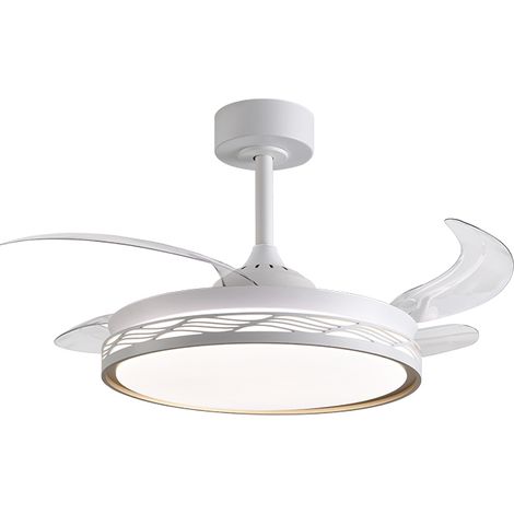 Ventilatore dc riga bianco/oro, 4 pale retrattili, 72w led 300040006000k, h.35xd.108/50cm