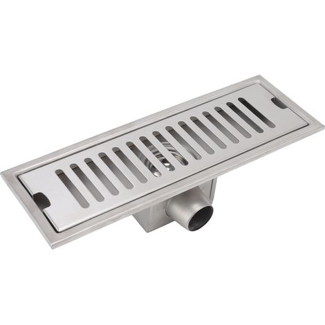 Caniveau de douche linéaire rectangulaire de 30 cm (12 pouces) avec clapet anti-retour anti-odeurs pour salle de bain et cuisine. Évacuation rapide. (1/5)