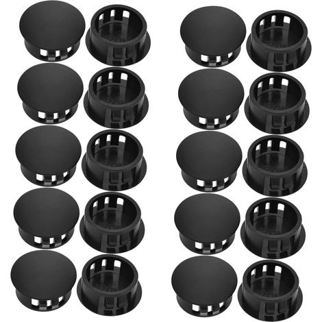 Alipis Lot de 50 cache-vis ronds encastrés en nylon noir (1/5)