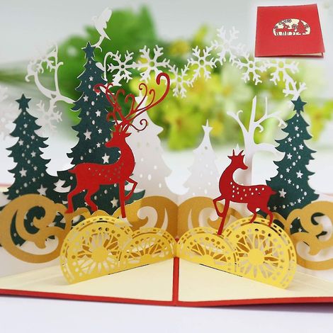 Carte de Noël 3D pop-up, avec enveloppes, cadeau idéal pour Noël. (1/4)