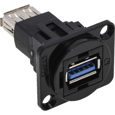 Connecteur USB 3.0 A to A Femelle RS PRO ports, Montage panneau, Droit ( Prix pour 1 ) (1/3)