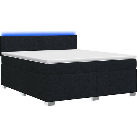 Letto con Box Spring, Materasso e LED Nero 180 x 200 cm Tessuto vidaXL (1/5)