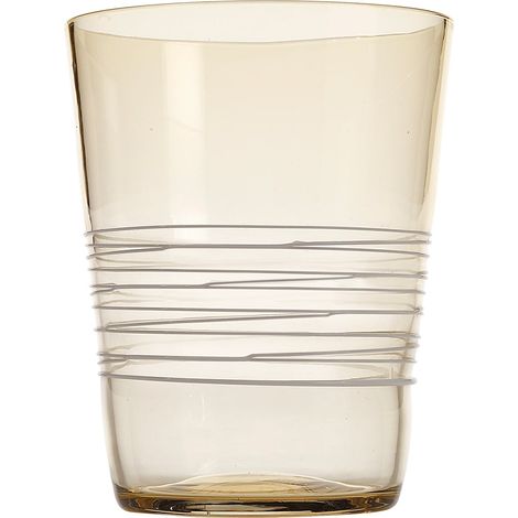Set 6 Bicchieri Tumbler Filante in Vetro Ambra con Lavorazione a Filo Bianco: Design Elegante e Artigianale per la Tavola Quotidiana e le Occasioni