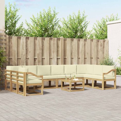 vidaXL Outdoor-Sofagarnitur mit Kissen 11 pcs Weiß und Creme (1/5)