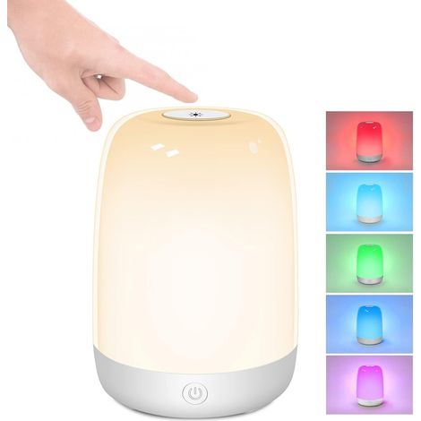 Luz De Noche MINKUROW, Luz De Noche Inteligente, Control Táctil, Regulable, Recargable Por Usb, Portátil, Que Cambia De Color, Rgb Para Niños, Dormitorio, Camping (1/5)