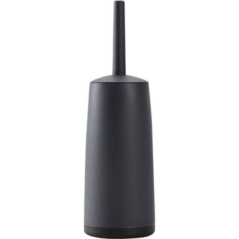 Toilet brush holder, freestanding toilet brush, 360° soft bristle toilet brush with no blind spots, black (1/5)