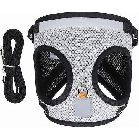 Harnais pour chien avec laisse, double couche en maille polyester réfléchissante, corde de traction pour chiots et chiens. (1/2)