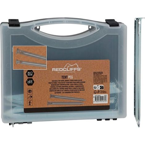 REDCLIFFS piquetas metalicas 20 piezas , Piquetas metálicas 20 piezas (23 cm) con mango, un set de fijación resistente diseñado para asegurar tiendas de campaña, lonas y estructura