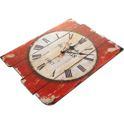 Horloge Murale Rétro en Bois Massif Pendule Murale Décorative Vintage Diamètre Moyen Style Rustique pour Salon Chambre et Café Horloge Suspendue Domestique Silencieuse (1/5)
