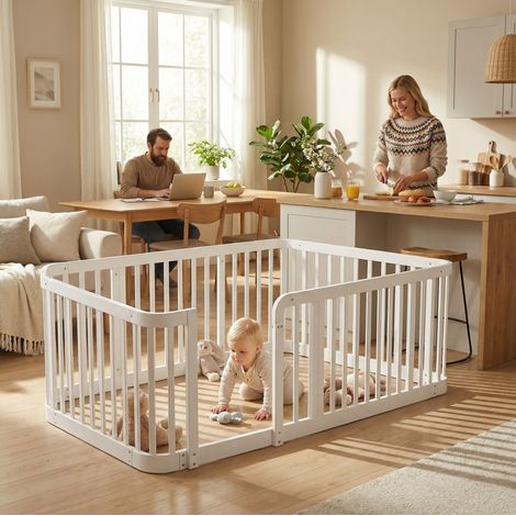 Box modulare per bambini 140x200 cm bianco in legno ingegnerizzato con bordi arrotondati (1/5)