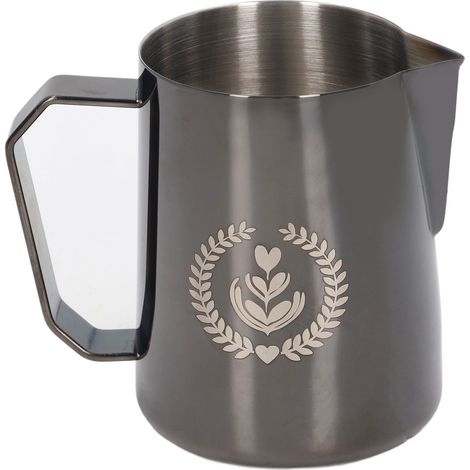 Pitcher à lait inox 450ml noir pour mousse à café et boissons (1/5)