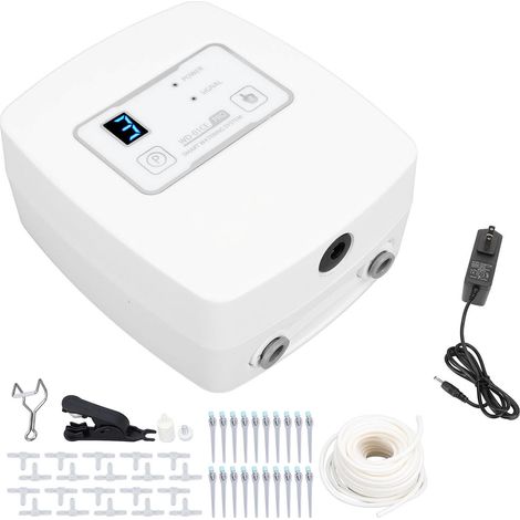 Sistema de riego por goteo ajustable de 12 V CC con control inalámbrico por teléfono y temporizador automático para regar plantas en macetas y balcones (enchufe estadounidense). (1/5)