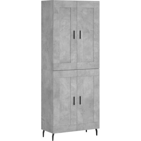 Buffet bahut commode armoire meuble de rangement organisateur cuisine salle de séjour salon haut 69,5 x 34 x 180 cm bois d'ingénierie gris