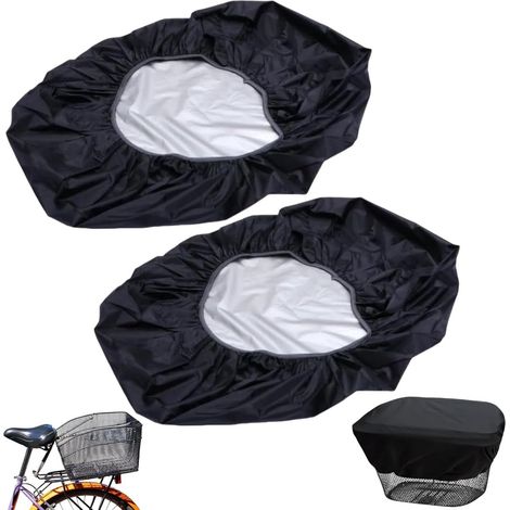 Housse de panier de vélo, lot de 2, imperméable, pour panier avant, couleur noire. Dimensions : 70 x 80 cm.-AquaForge (1/5)