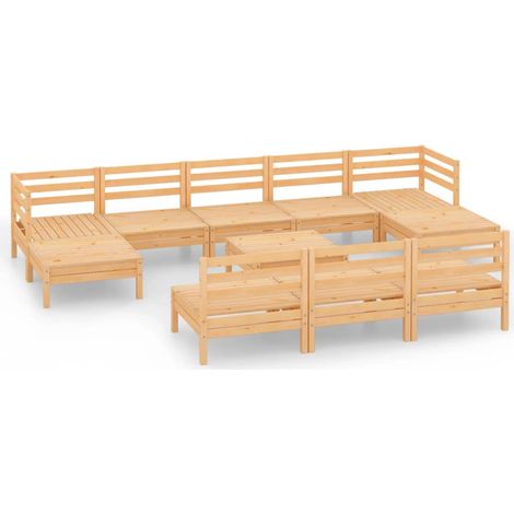 Maison Exclusive - Set Salotto da Giardino 11 pz in Legno Massello di Pino (1/5)