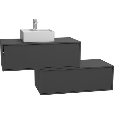 Mobile per bagno sospeso con lavabo singolo e due cassetti 94 cm Antracite - TEANA II