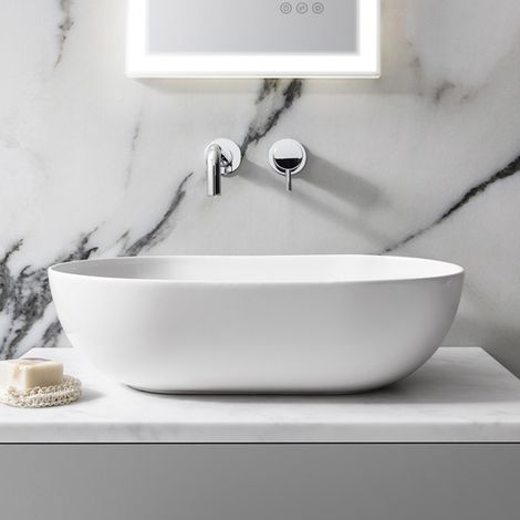 CERAMICA GLOBO T-edge lavabo appoggio 54x37 senza fissaggi bianco opaco codice prod: B6O54BO (1/3)
