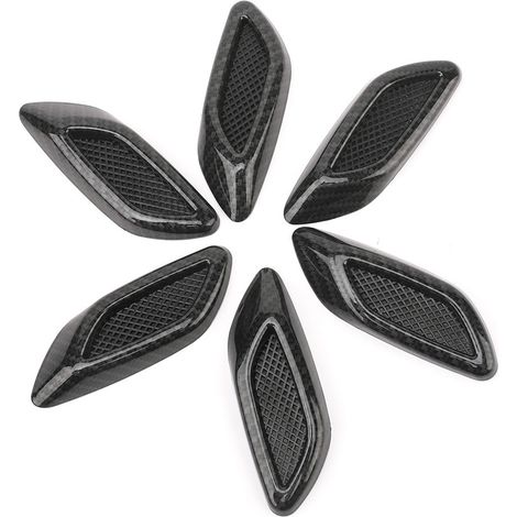 Fausses prises d'air décoratives pour voiture, prises d'air latérales modifiées, autocollants en fibre de carbone pour ailes, autocollants de carrosserie, lot de 6 - ABS, voir détails, type d'adhésif (1/4)