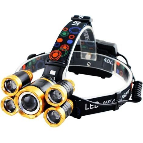 Linterna frontal LED ultrabrillante, recargable por USB, 4 modos, resistente al agua, con zoom, ideal para adultos, acampada y ciclismo. (1/5)