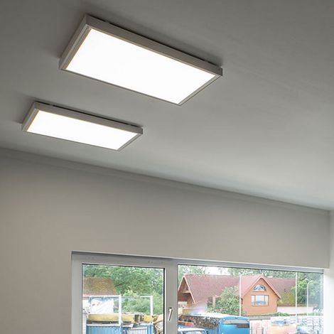 Lot de 2 plafonniers LED plafonniers ALU panneau de lampes de bureau salle de travail blanc (1/5)