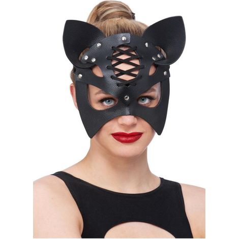 Fever Black Mock Leather Cat Mask - 53008