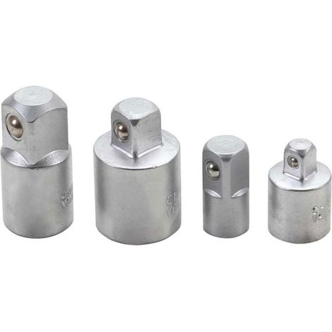 Jeu de 4 adaptateurs carré 1/4-3/8-1/2 – Acier chrome vanadium – Pour outils à tête carrée – Installation facile